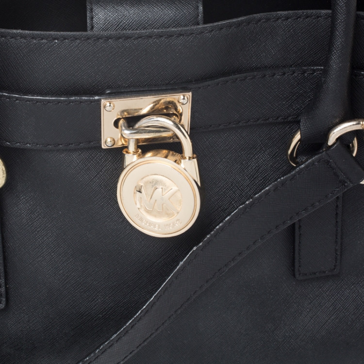 Pre Owned MICHAEL Micheal Kors Black Leather East/West Hamilton Tote