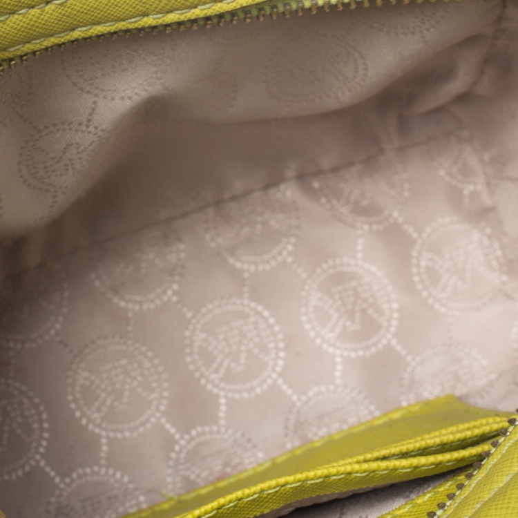 Pre Owned Michael Kors Green Leather Mini Selma Crossbody Bag