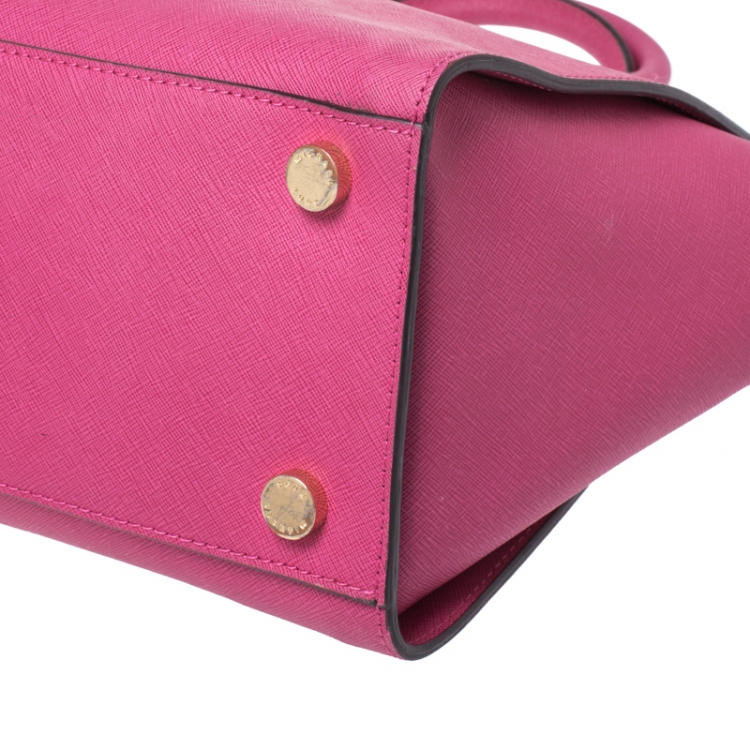 Pre Owned MICHAEL Michael Kors Fuchsia Leather Large Selma Tote