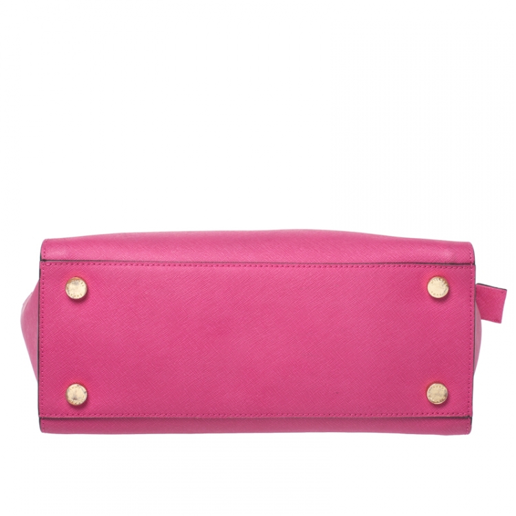 Pre Owned MICHAEL Michael Kors Fuchsia Leather Large Selma Tote