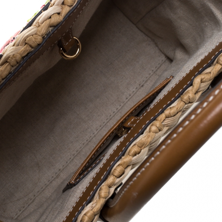 Pre Owned Michael Kors Natural/Brown Straw Malibu Tote