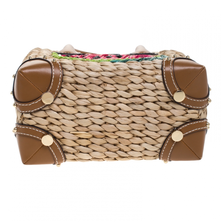 Pre Owned Michael Kors Natural/Brown Straw Malibu Tote