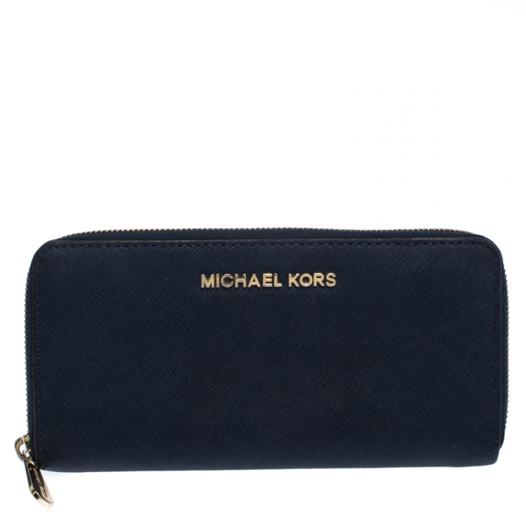 dark blue michael kors wallet