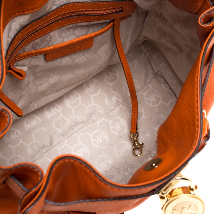 Pre Owned MICHAEL Michael Kors Orange Leather Large Hamilton North South Tote