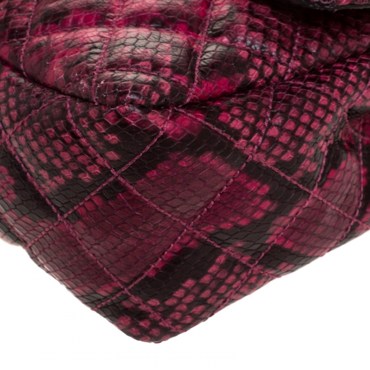 Pre Owned Michael Kors Pink Python Embossed Leather Sloan Flap Shoulder Bag