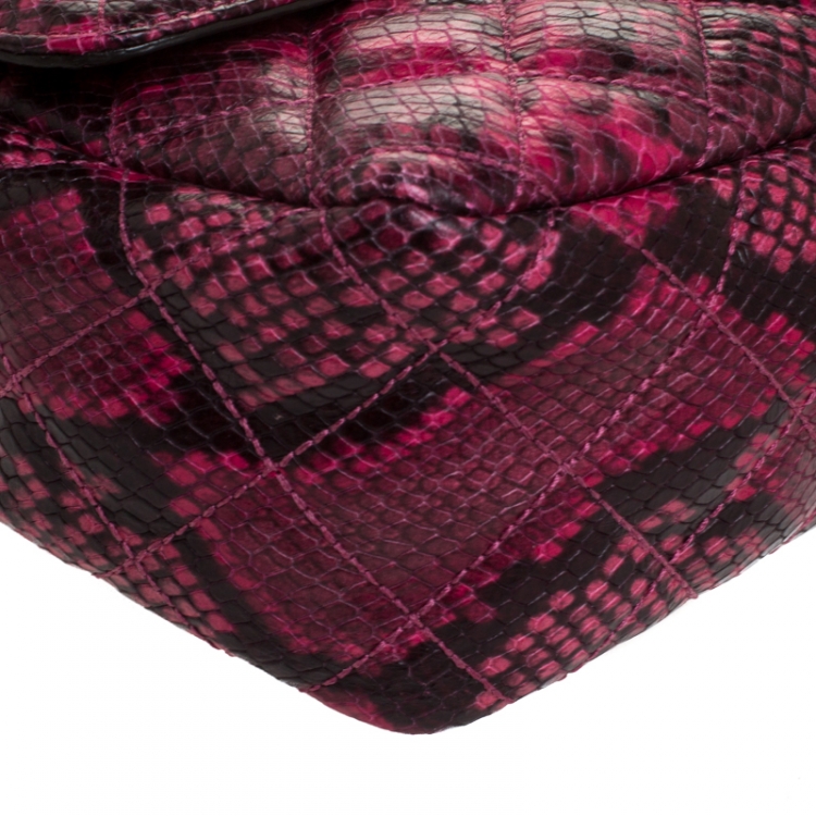 Pre Owned Michael Kors Pink Python Embossed Leather Sloan Flap Shoulder Bag