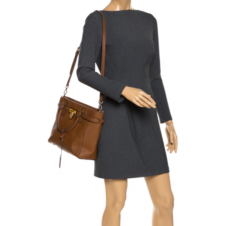 Pre Owned MICHAEL Michael Kors Brown Leather Medium Hamilton Tote