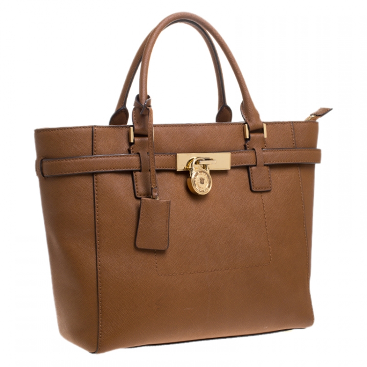 Pre Owned MICHAEL Michael Kors Brown Leather Medium Hamilton Tote