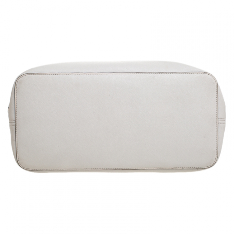 Pre Owned Michael Kors Cream Leather Jet Set Travel Tote