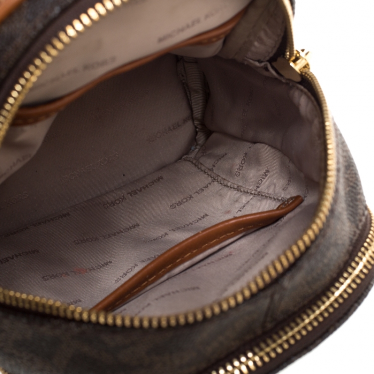 Pre Owned Michael Kors Brown Coated Canvas Rhea Mini Backpack