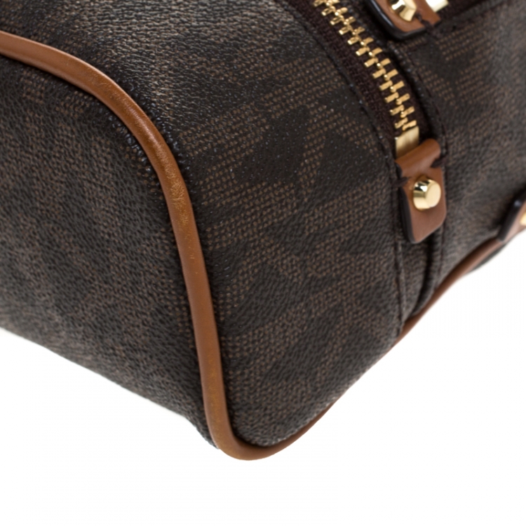 Pre Owned Michael Kors Brown Coated Canvas Rhea Mini Backpack