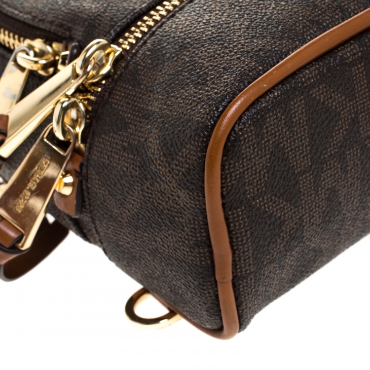 Pre Owned Michael Kors Brown Coated Canvas Rhea Mini Backpack