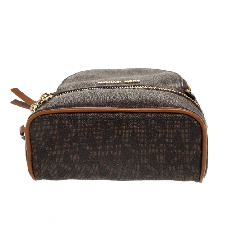 Pre Owned Michael Kors Brown Coated Canvas Rhea Mini Backpack