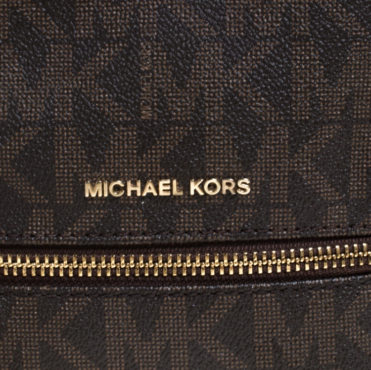 Pre Owned Michael Kors Brown Coated Canvas Rhea Mini Backpack