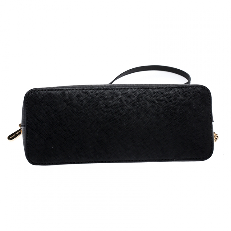 Pre Owned Michael Kors Black Leather Medium Dome Crossbody Bag