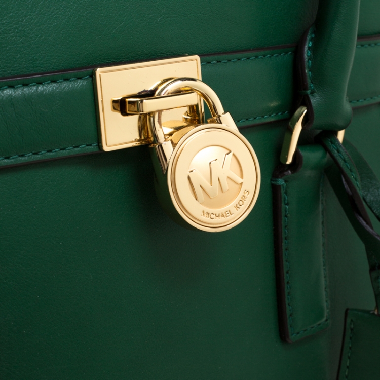 Pre Owned MICHAEL Michael Kors Green Leather Hamilton Tote