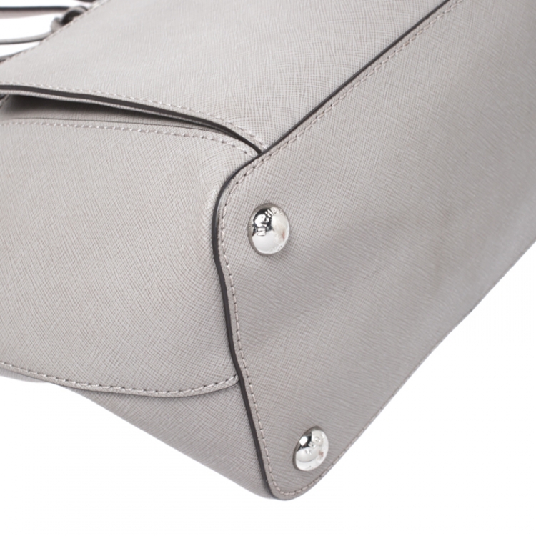 Pre Owned MICHAEL Michael Kors Grey Leather Snap Pocket Tote