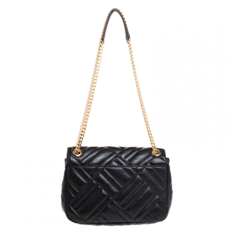 Pre Owned Michael Kors Black Leather Medium Peyton Shoulder Bag