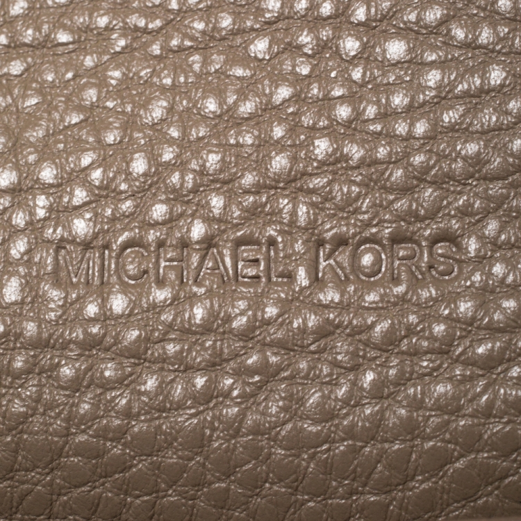 Pre Owned Michael Kors Dark Dune Leather Carryall Stockard Continental Wallet