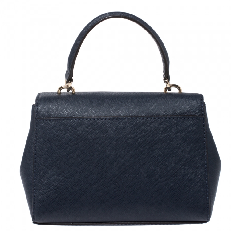 Pre Owned Michael Kors Blue Leather Extra Small Ava Crossbody Bag