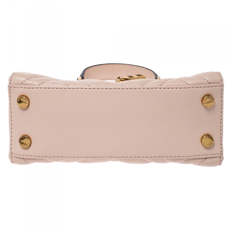 Pre Owned Michael Kors Pink Leather Frame Gramercy Top Handle Bag