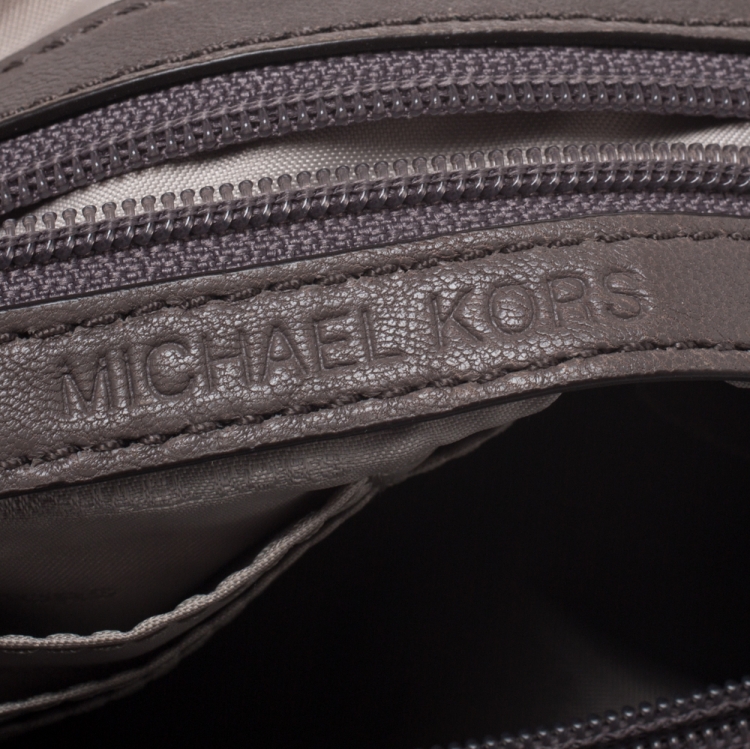 Pre Owned Michael Kors Dark Beige Leather Sloan Shoulder Flap Bag