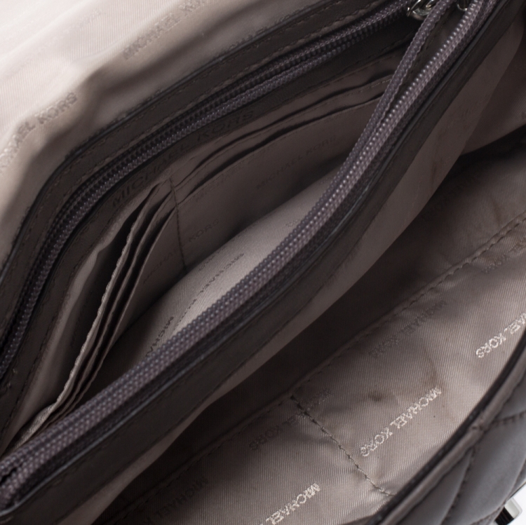 Pre Owned Michael Kors Dark Beige Leather Sloan Shoulder Flap Bag