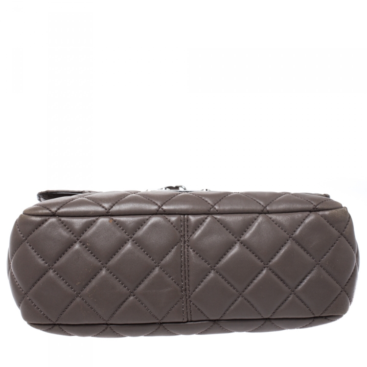 Pre Owned Michael Kors Dark Beige Leather Sloan Shoulder Flap Bag