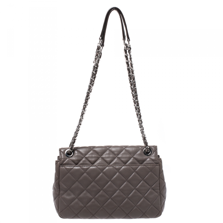 Pre Owned Michael Kors Dark Beige Leather Sloan Shoulder Flap Bag