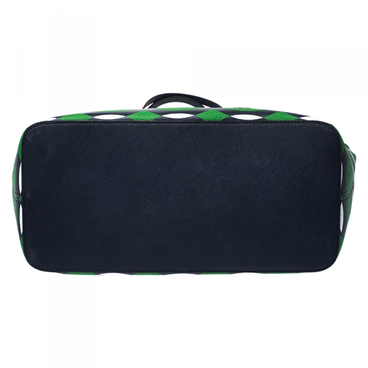 Pre Owned Michael Kors Green Coated Canvas Jet Set Deco Travel Tote