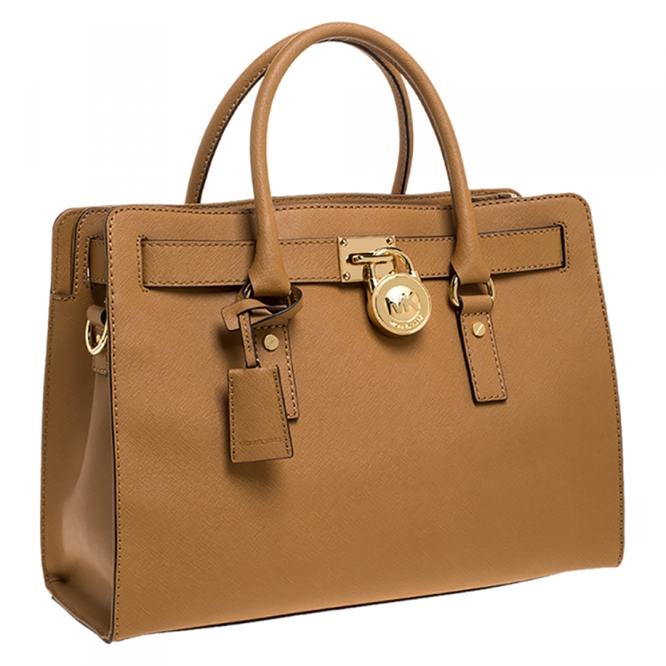 Pre Owned MICHAEL Michael Kors Brown Leather Large Hamilton North South Tote