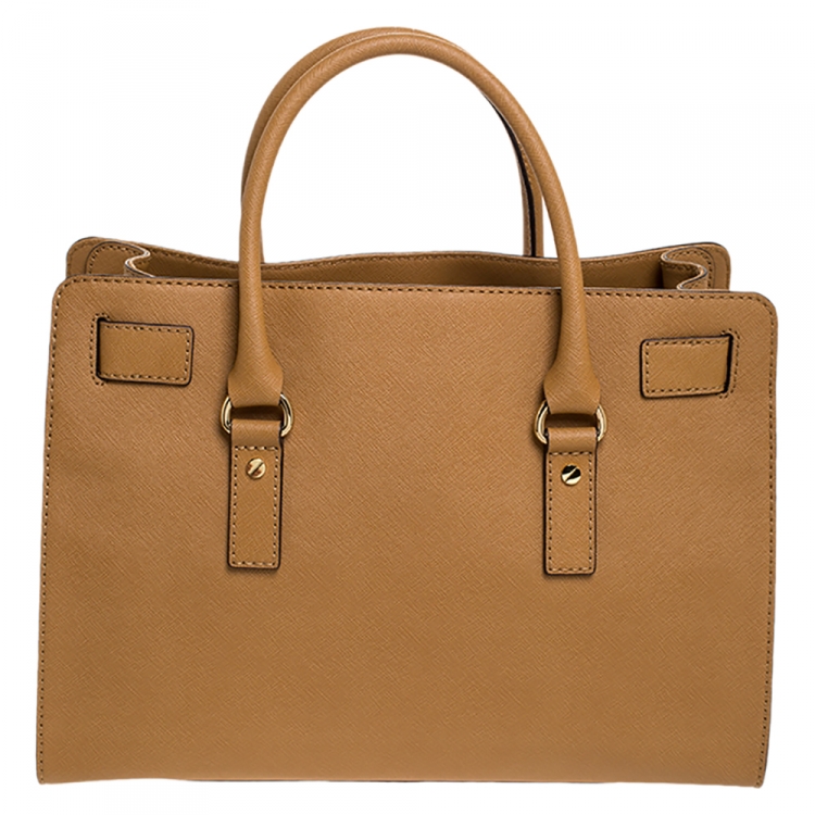 Pre Owned MICHAEL Michael Kors Brown Leather Large Hamilton North South Tote