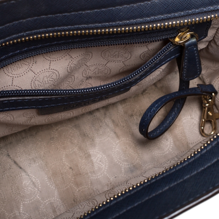 Pre Owned MICHAEL Michael Kors Blue Leather Medium Selma Crossbody Bag