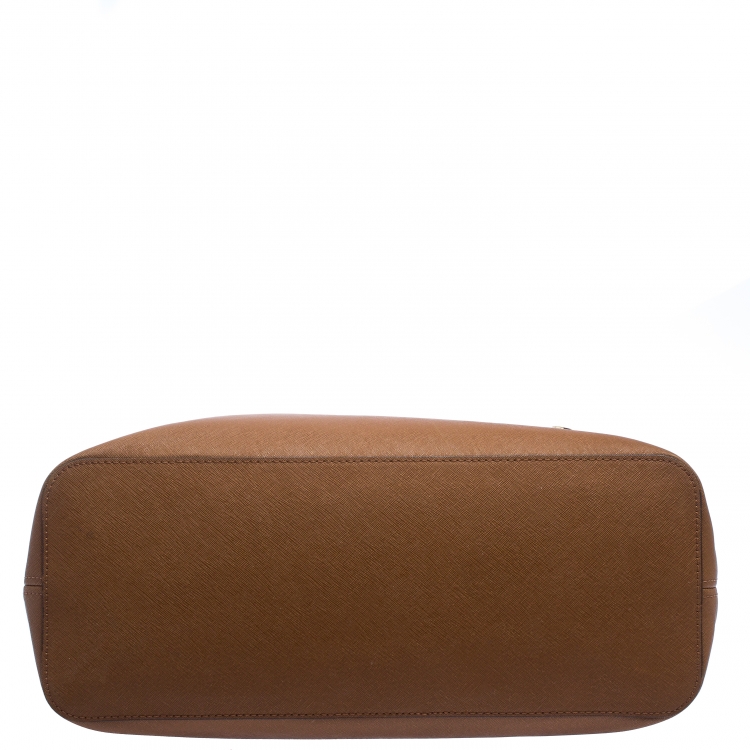 Pre Owned MICHAEL Michael Kors Brown Leather Medium Jet Set Travel Tote