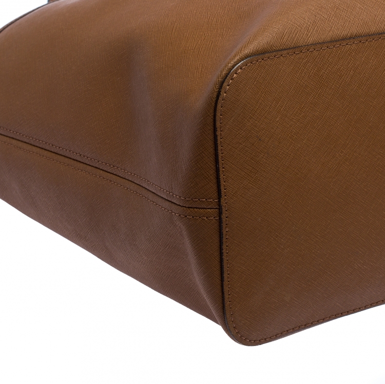 Pre Owned MICHAEL Michael Kors Brown Leather Medium Jet Set Travel Tote