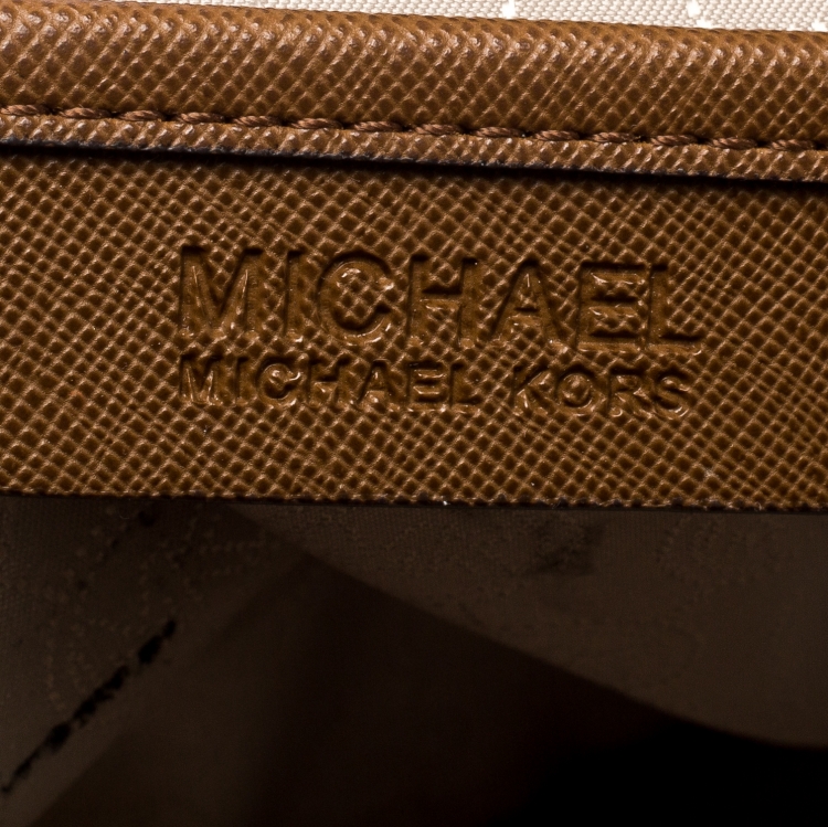 Pre Owned MICHAEL Michael Kors Brown Leather Medium Jet Set Travel Tote