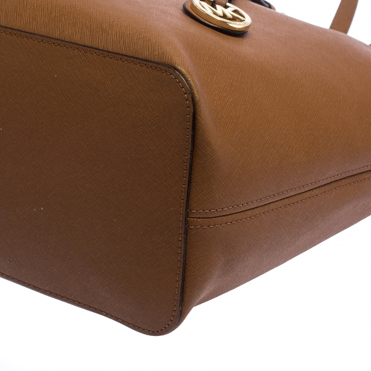 Pre Owned MICHAEL Michael Kors Brown Leather Medium Jet Set Travel Tote