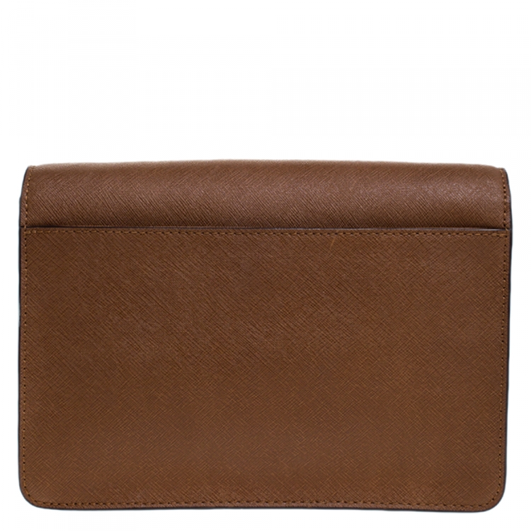 Pre Owned Michael Kors Brown Leather Jet Set Crossbody Bag