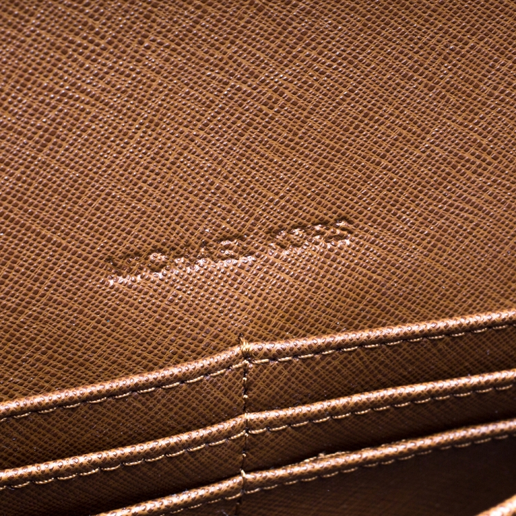 Pre Owned Michael Kors Brown Leather Jet Set Crossbody Bag