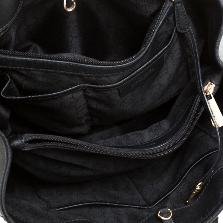 Pre Owned MICHAEL Michael Kors Black Leather Jet Set Travel Tote 