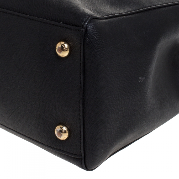 Pre Owned MICHAEL Michael Kors Black Leather Jet Set Travel Tote 