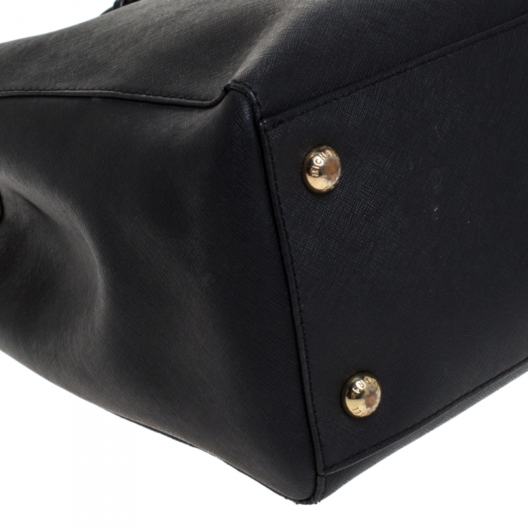 Pre Owned MICHAEL Michael Kors Black Leather Jet Set Travel Tote 