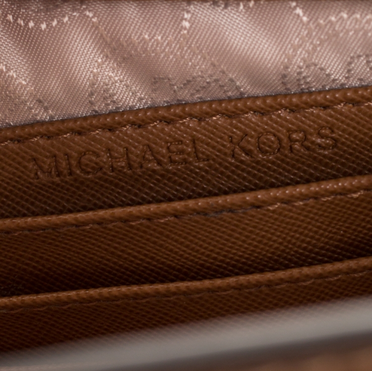 Pre Owned Michael Kors Brown Saffiano Leather Mini Selma Crossbody Bag