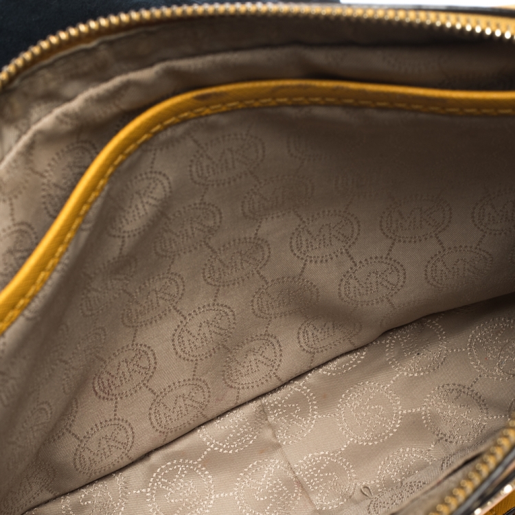 Pre Owned Michael Kors Mustard Leather Jet Set Crossbody Bag