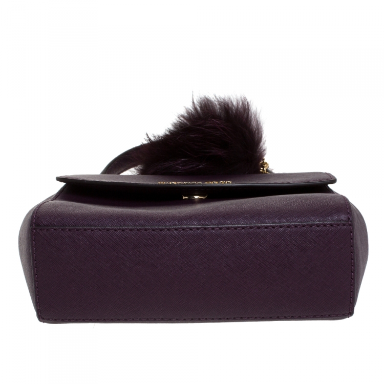 Pre Owned Michael Kors Purple Leather Extra Small Ava Crossbody Bag w/ Charm