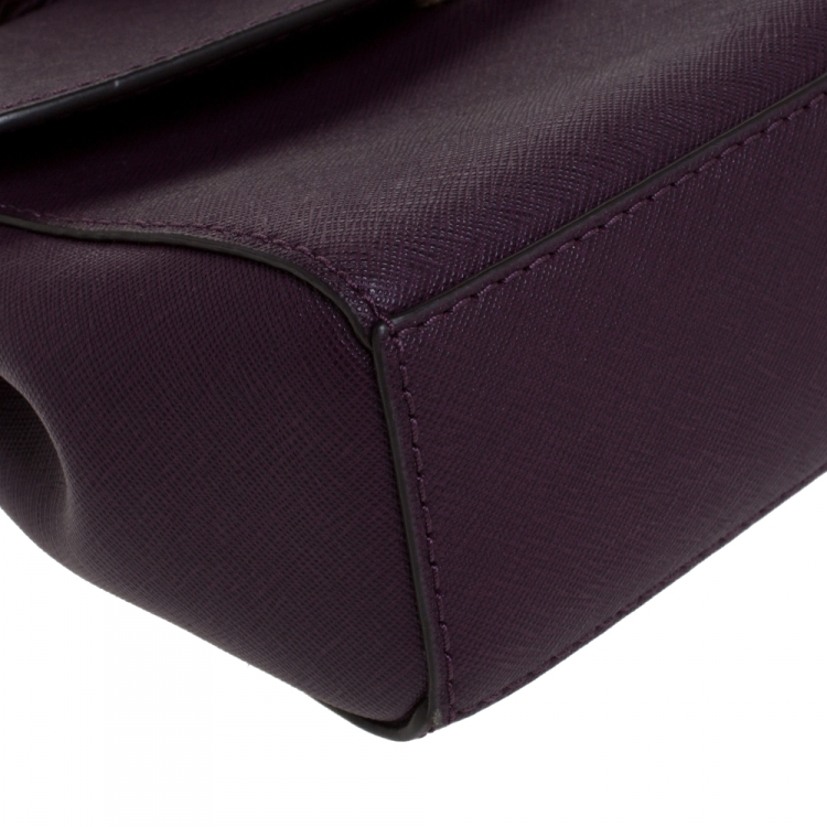Pre Owned Michael Kors Purple Leather Extra Small Ava Crossbody Bag w/ Charm