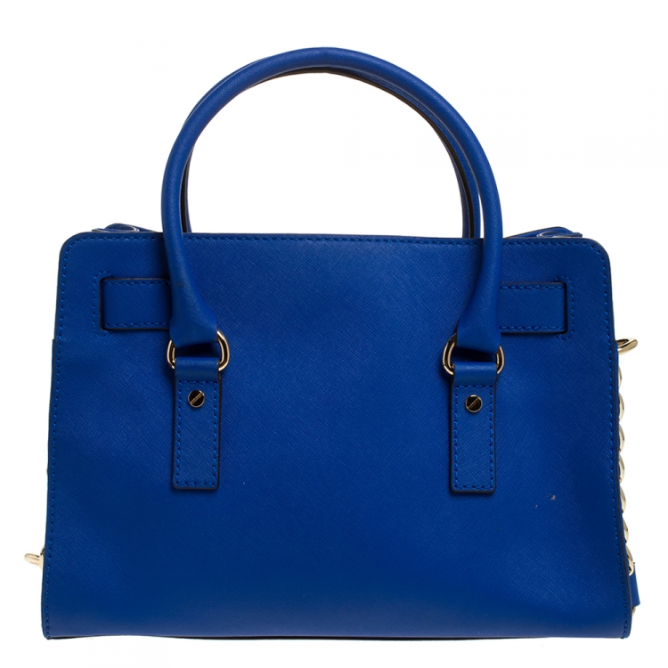 Pre Owned MICHAEL Michael Kors Blue Leather Medium Hamilton Tote