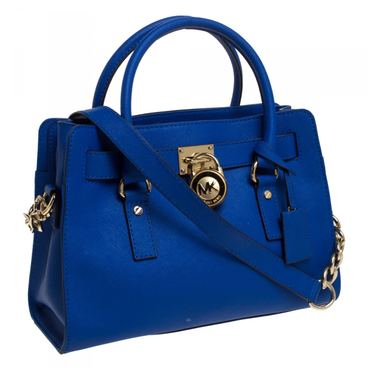 Pre Owned MICHAEL Michael Kors Blue Leather Medium Hamilton Tote