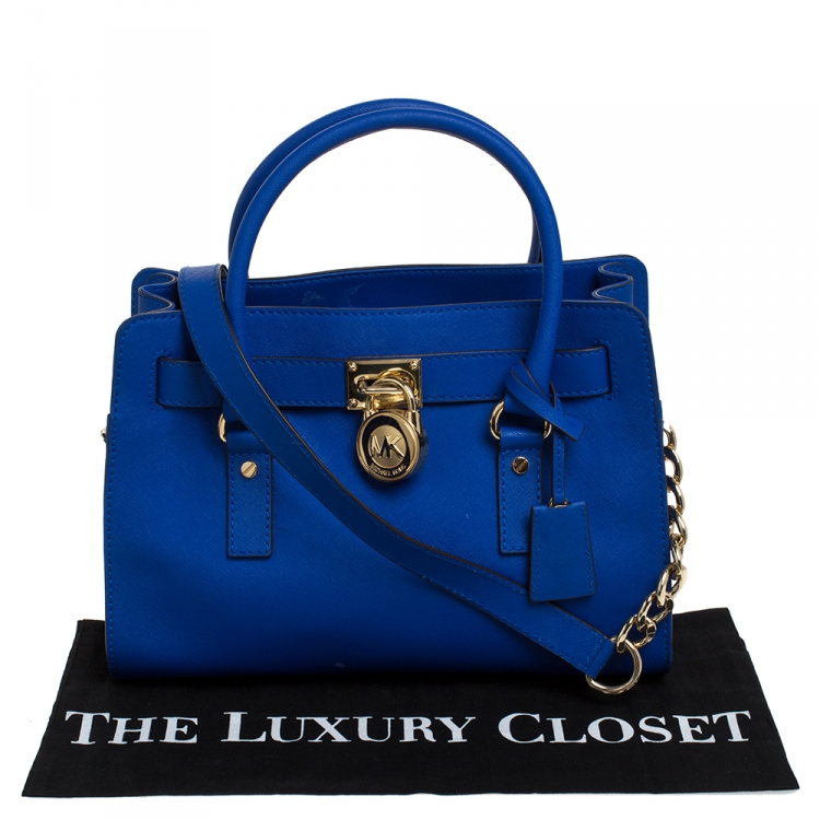 Pre Owned MICHAEL Michael Kors Blue Leather Medium Hamilton Tote