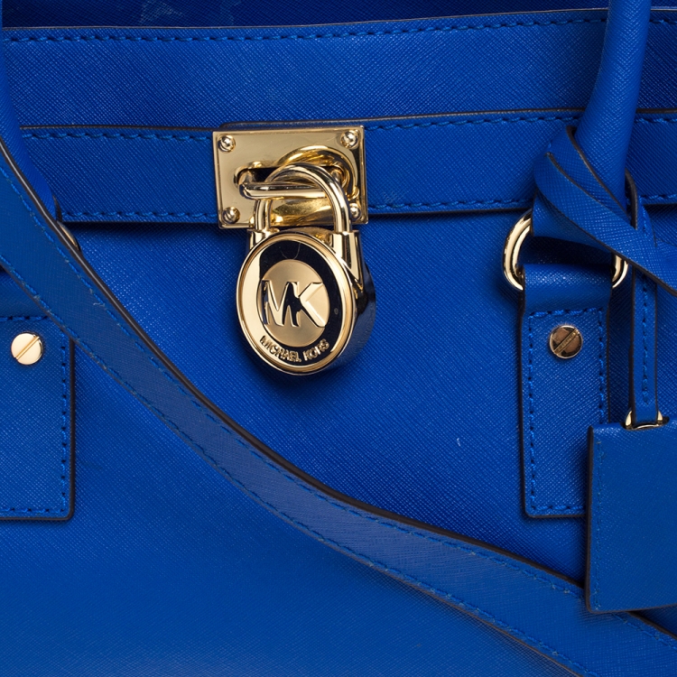 Pre Owned MICHAEL Michael Kors Blue Leather Medium Hamilton Tote